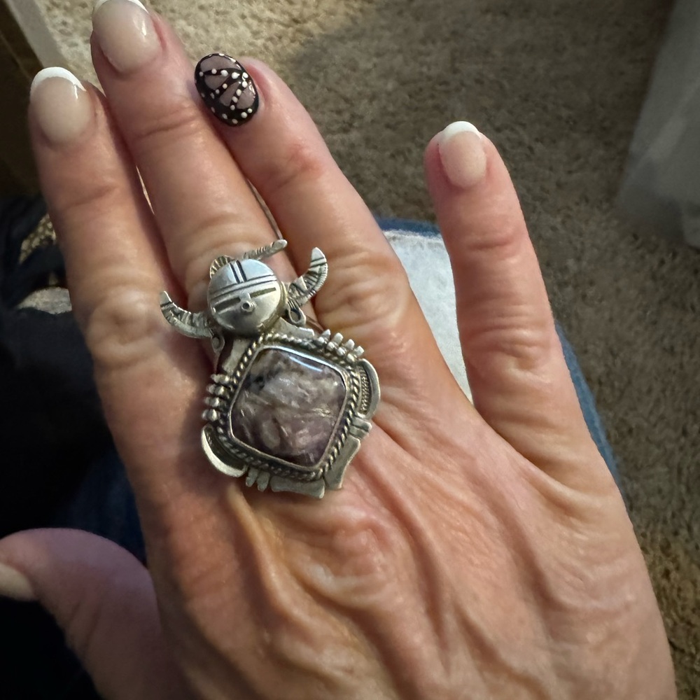 Native Bennie Ration Sterling Silver and Charoite Ring